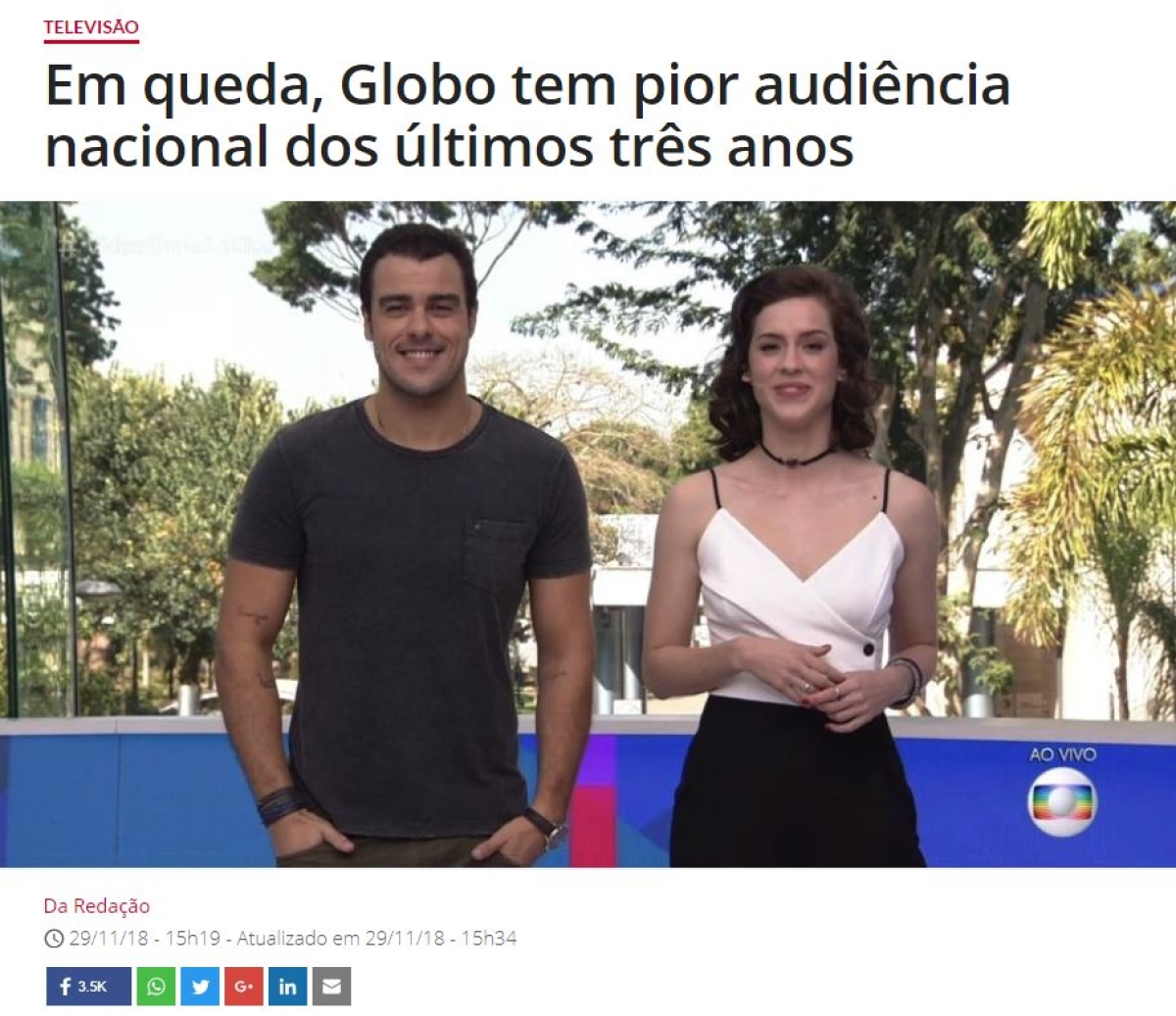 Em queda, Globo tem pior audiência nacional dos últimos três anos (Imagem: Reprodução/ Isto �?)