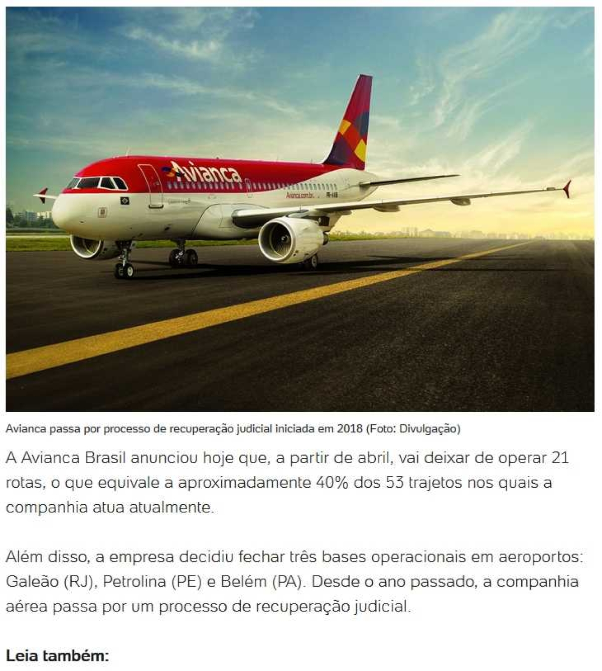 Avianca decide fechar 21 rotas, 40% do total; veja destinos afetados (Imagem: Reprodução/ Blog Todos a Bordo)