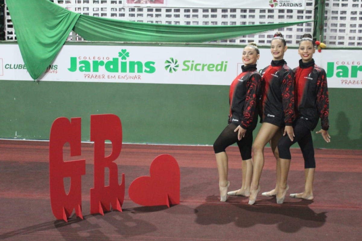 Ginastas Maria Flávia, Maria Clara e Bruna Aragão -Colégio Jardins e Clube Iracema Alves - Foto: Assessoria