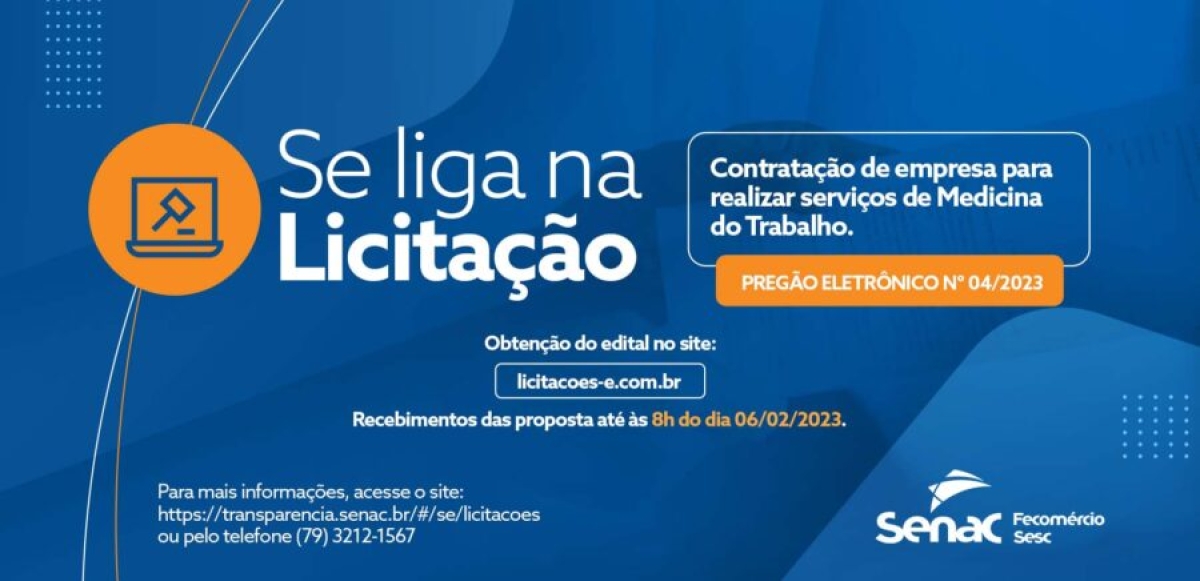 Senac/SE realiza Pregão Eletrônico para a contratação de serviços de Medicina do Trabalho - Imagem: Divulgação