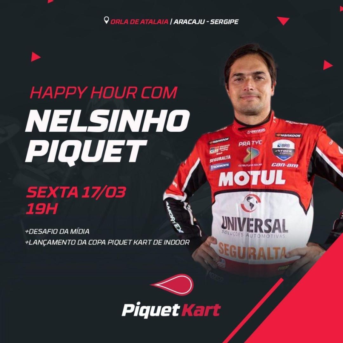 Nelsinho Piquet participa de evento em Aracaju no dia 17 de março - Imagem: Divulgação