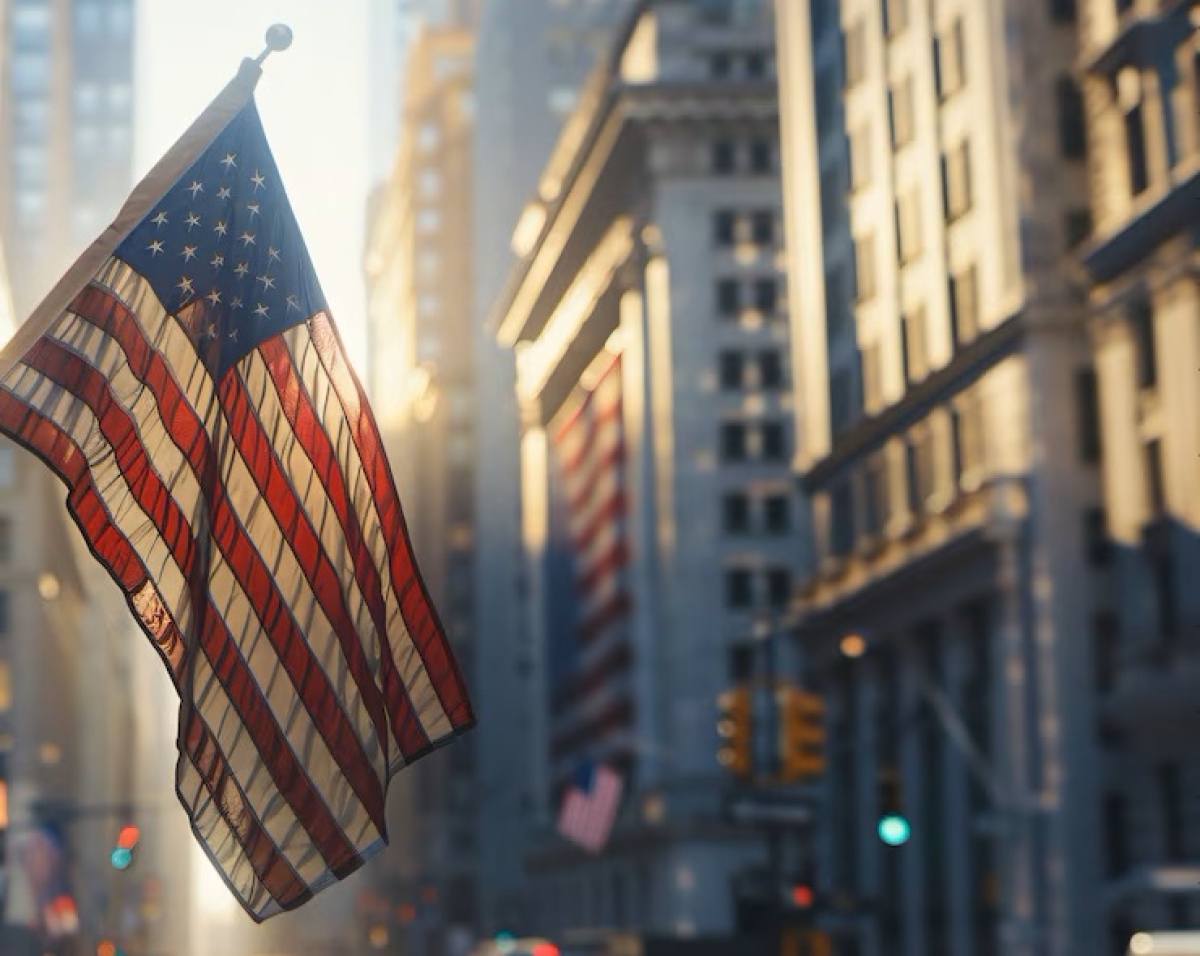 Representação da bandeira americana - Imagem ilustrativa gerada por  IA/Freepik