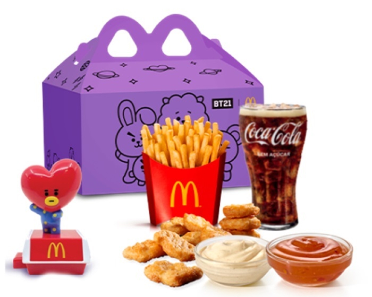 Os itens da colaboração com BT21 estarão disponíveis no McDonald�??s em 4 combos diferente - Foto: McDonald�??s