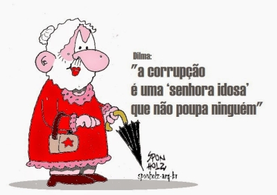 A senhora idosa: corrup��o - Charge do Sponholz
